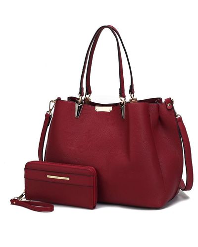 MKF Collection by Mia K Kane Vegan Leather Satchel Handbag - With Wallet - Red
