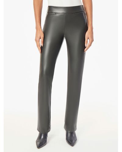 Jones New York Vegan Leather Pull-on Pants - Gray