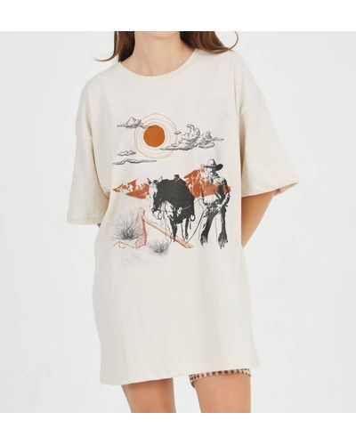 Girl Dangerous Cowboy Graphic Tee Dress - Natural