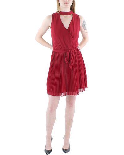 Bcx Pleated Belted Mini Dress - Red