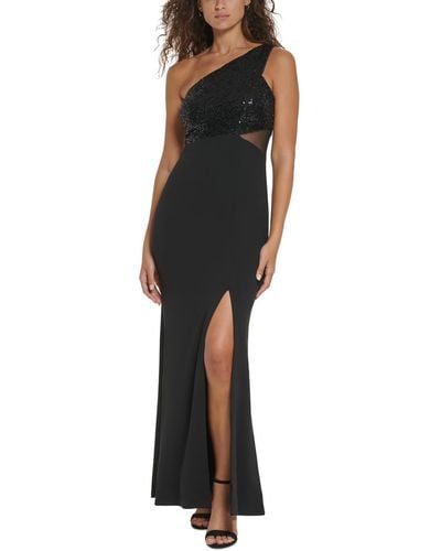 Vince Camuto Sequined Long Evening Dress - Black