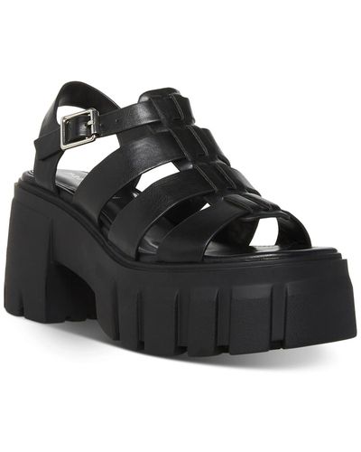 Madden Girl Gennesis Faux Leather Lug Sole Platform Sandals - Black