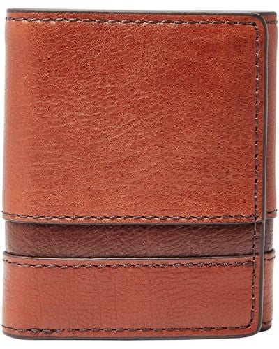 Fossil Easton Rfid Leather Trifold - Red
