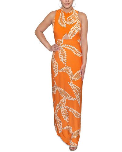 RACHEL Rachel Roy Fran Printed Long Maxi Dress - Orange