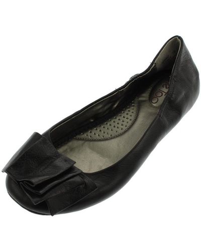 Me Too Lilyana Leather Bow Ballet Flats - Black