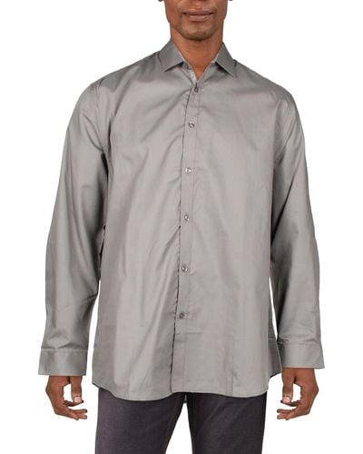 Galaxy By Harvic Slim Fit Long Sleeves Button-down Shirt - Gray