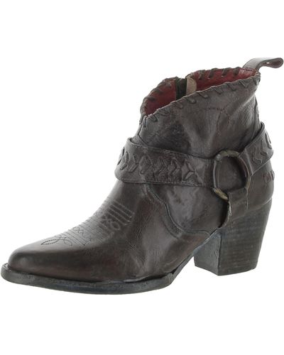 Bed Stu Tania Leather Pointed Toe Cowboy - Gray