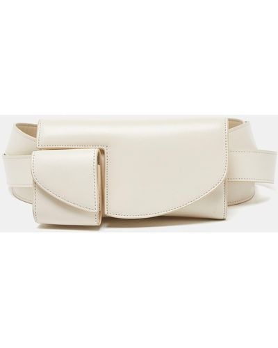 The Row Ivory Leather Horizontal Belt Bag - Natural