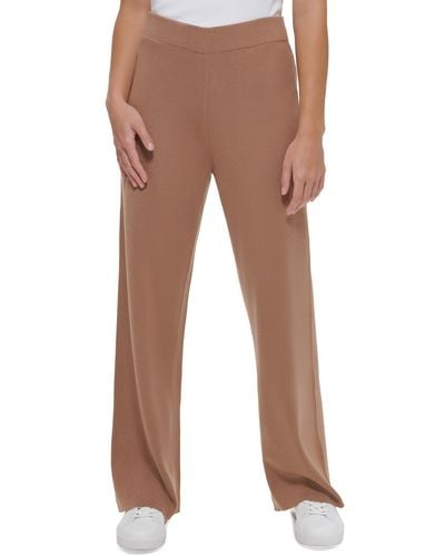 Calvin Klein Knit Comfy Wide Leg Pants - Brown