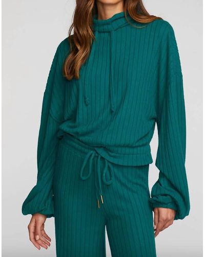 Chaser Brand Ribbed Knit Cropped Pullover - Green