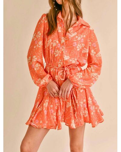 Sage the Label Aurora Shirt Dress - Orange