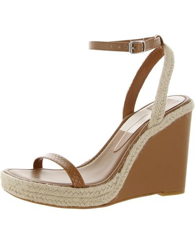 Dolce Vita Faux Leather Ankle Strap Wedge Sandals - Natural