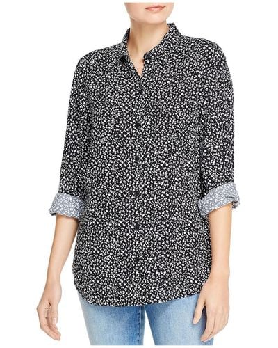 Beach Lunch Lounge Alanna Collared Printed Button-down Top - Gray