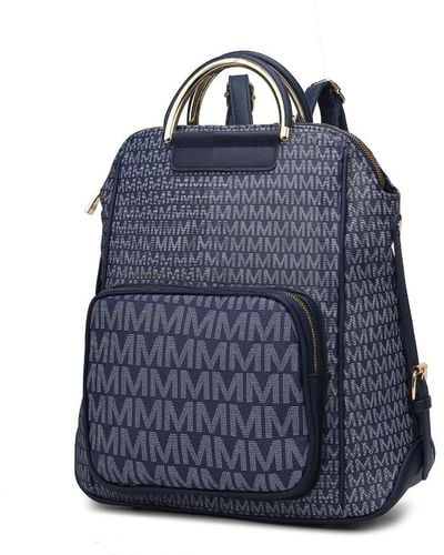 MKF Collection by Mia K Jules M Logo Vegan Leather Backpack - Blue
