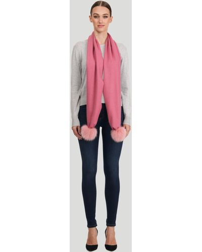 Gorski Wool Scarf With Fox Pompom - Pink