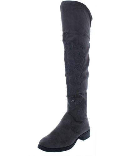 Circus by Sam Edelman Princeton Faux Suede Floral Embriodery Over-the-knee Boots - Blue