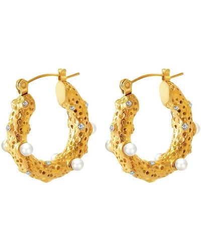 Akalia Show Me Pearls Hoop Earrings - Metallic