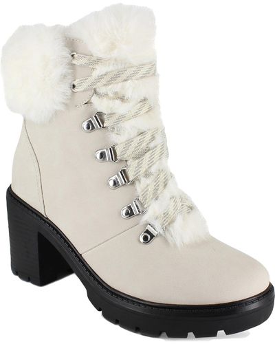 Esprit Ember Leather Faux Fur Trim Booties - White