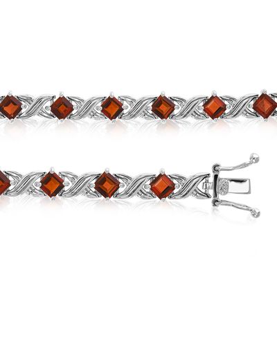 Vir Jewels Sterling Silver Garnet Bracelet (3.10 Ct) - Red