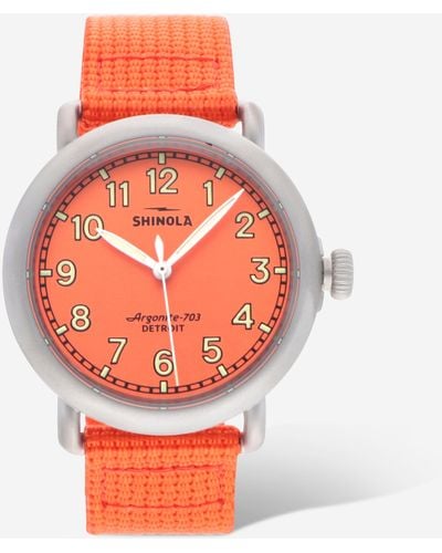 Shinola The Runwell 3h Stainless Steel Quartz Watch - Orange