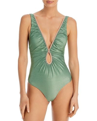 Johanna Ortiz Seaboard Metallic Keyhole One-piece Swimsuit - Green