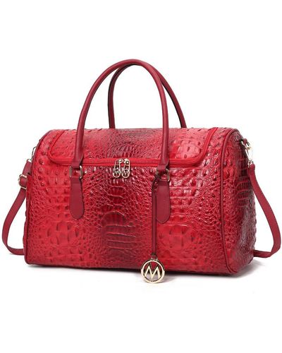 MKF Collection by Mia K Rina Crocodile Embossed Vegan Leather Duffle Bag By Mia K - Red