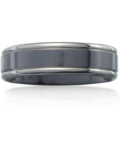 Ross-Simons 6.5mm Black Titanium Wedding Ring - Gray