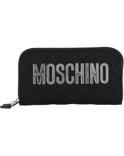 Moschino Quilted Logo Zip-around Wallet - Black