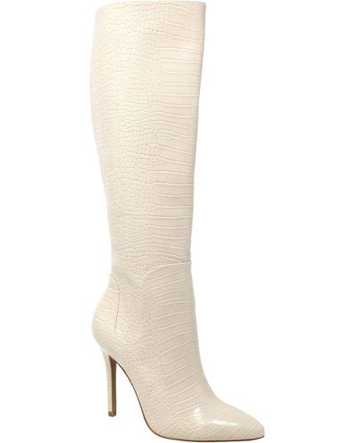 Charles David Panic Zipper Pointed Toe Knee-high Boots - White