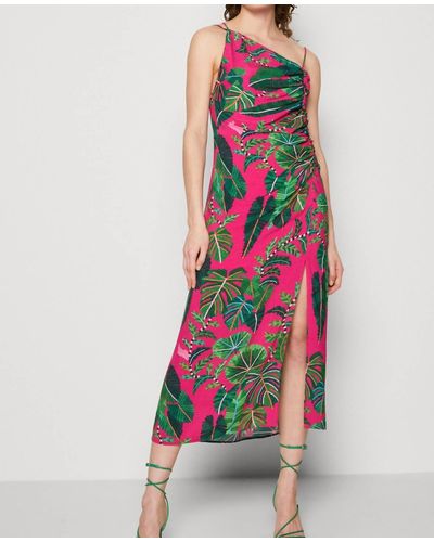 FARM Rio Pink Leaves Midi Dress - Multicolor