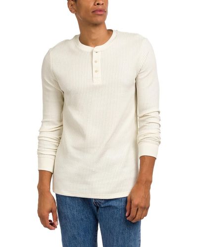 Junk Food Knit Long Sleeve Henley Shirt - White