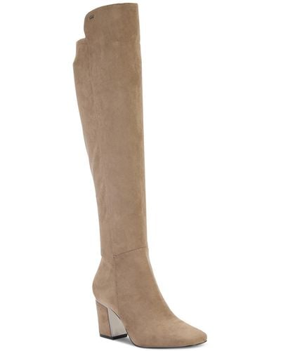 DKNY Cilli Microsuede Block Heel Knee-high Boots - Brown