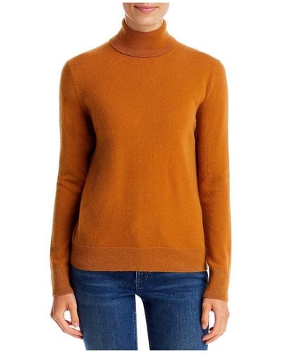 Lafayette 148 New York Cashmere Turtleneck Pullover Sweater - Orange