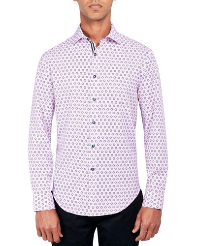 Society of Threads Printed Polyester Button-down Shirt - White