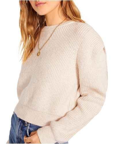 BB Dakota Future Nostalgia Cropped Puff Sleeve Pullover Sweater - Natural