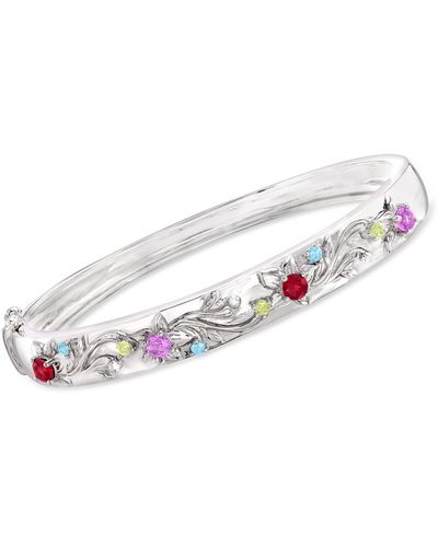 Ross-Simons Multi-gemstone Floral Bangle Bracelet - White