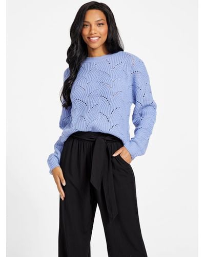 Guess Factory Isabel Pointelle Sweater - Blue