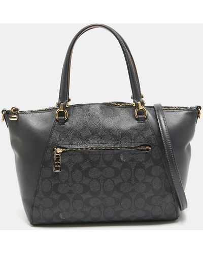 COACH Signature Coated Canvas And Leather Prairie Satchel - Black