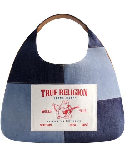 True Religion Patchwork Denim Large Hobo - Blue