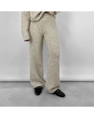 Crescent Seam Detail Textured Pants - Gray