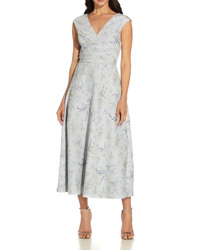 Adrianna Papell Pleated Maxi Cocktail And Party Dress - Gray