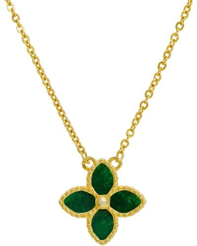 Savvy Cie Jewels 18k Gold Vermeil Mop Necklace - Green