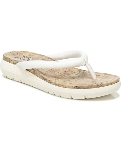 Naturalizer Lovelle Faux Leather Slip On Wedge Sandals - Natural