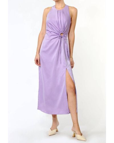 Greylin Fiona Satin "o" Ring Midi Dress - Purple