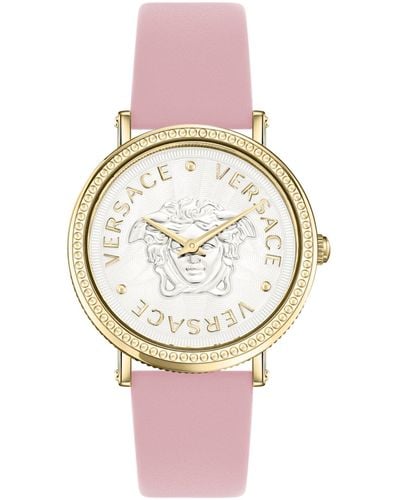 Versace V-dollar Leather Watch - Pink