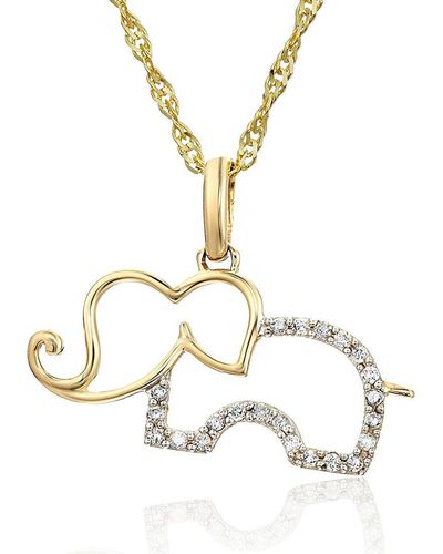 Vir Jewels 1/10 Cttw Diamond Elephant Pendant Necklace 14k Yellow Gold With 18 Inch Chain - Metallic