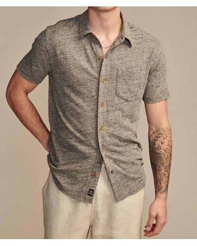 Lucky Brand Linen Short Sleeve Button Up Shirt - Brown