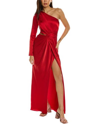 ML Monique Lhuillier Satin Gown - Red
