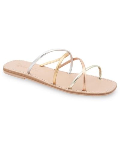Splendid Frankie Leather Criss-cross Slide Sandals - Pink