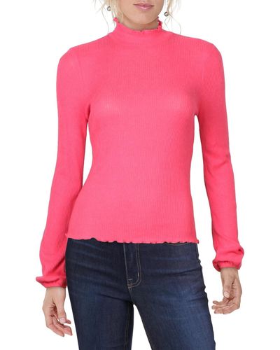 American Rag Juniors Ribbed Mock Neck Pullover Top - Red